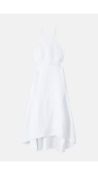 Karen Millen Women's Linen Blend Cut Out High Low Dress, Ivory, Size 8
