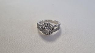 Pandora Sterling Silver Double Halo Ring, Size 50