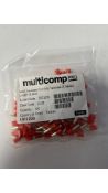 Ten Packs of Multicomp Pro Nylon Insulated Cord End Terminals, E Series, 16.4mm, Pack of 100
