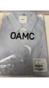 OAMC Men's Collard Long Sleeve Shirt, Sky, Large
