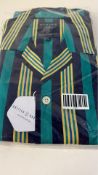 British Boxers Regimental Windsor Stripe Jade Cotton Satin Stripe Pyjama Set, Small