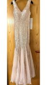 Luvforever Sequin Mesh Insert Maxi Dress, Champagne, Size 12