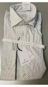 Seidensticker Men's Collard Shirt, White/Blue, Size 15 3/4
