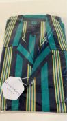 Two British Boxers Regimental Windsor Stripe Jade Cotton Satin Stripe Pyjama Set, Large