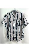 Tiger of Sweden Men's Didon Artwork Shirt, Black/Beige, Large