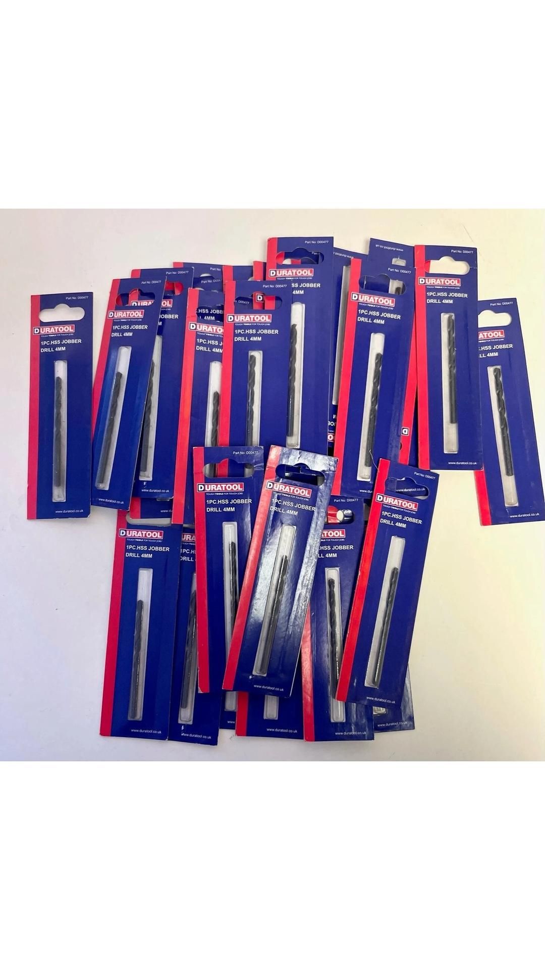 Four Duratool HSS Jobber Drill Bit 4mm, 31 Pieces Included