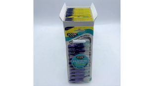 Two Icon Optim Interdental Brushes, Purple ID115 1.1mm, 100 Brushes Total (10 Packs of 10)