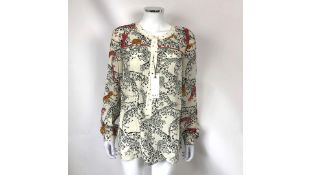 Oui Blouse In Off-white/Black/Orange, Women, UK 42