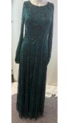 Maryisa Women's Long Sleeve Sequin Maxi Dress, Teal, Size UK 8. Used