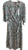 Closet London Women's Short Sleeve Wrap Dress D6756, Multicoloured, Size UK 16