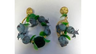 Acothe Pitigliano Women's Floral Earrings, Blue & Gold