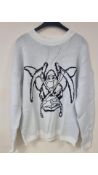 Two Heaven Can Wait Men's Reaper Knit Jumper, White, Size XS