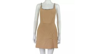 David Koma Women's Flower Trim Mini Dress, Beige, Size 14