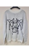 Two Heaven Can Wait Men's Reaper Knit Jumper, White, Size M