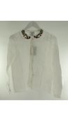Son De Flor Women's Linen Top, White, Small