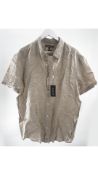 Michael Kors Slim Fit Linen Short Sleeve Shirt, Beige, Size M