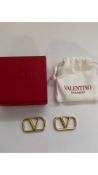 Valentino V Logo Signature Metal Earrings, Gold, Damaged Claps
