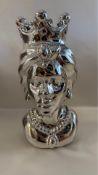 Lipari Female Moor's Head, Silver Marble Sculpture, Mirrored, W19 x D18 x H34. Box damaged