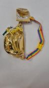 Three TipsyElves Pride Fanny Packs with Drink Holder, Gold/Rainbow
