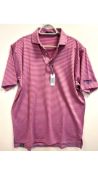 Turtleson Men's Edward Stripe Performance Polo, Watermelon/Sky, Size M