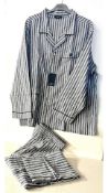 Two Guasch Men's Long Sleeve Stripe Pyjama Sets, Navy, Size 4XL