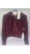 Two Sweaty Betty Retake Velour Zip Through Hoodie, Plum Red, Size S