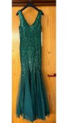 Luvforever Sequin Mesh Insert Maxi Dress, Emerald Green, Size 14