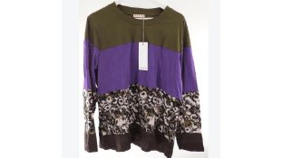 Marni Women's Crew Neck T-Shirt, Juniper and Bright Violet, Size UK 16