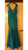 Luvforever Sequin Mesh Insert Maxi Dress, Emerald Green, Size 12