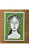 Two Frances Costelloe Women with Shell Crown Red Giclée Print A4