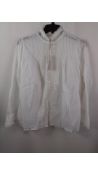 Khadi and Co Women's Lace Blouse, Long Sleeve, High Neck, White, Medium