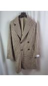 Eleventy Men's Double Breasted Long Jacket, White/Brown, Size 50 IT/40 UK
