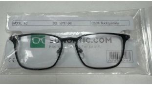 SunOptic Glasses Frames, Gunmetal/Black, 52 17 140