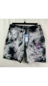 Four Siksilk Women's Space Jam Tie Dye Bugs Basketball Shorts, Black/White, UK 14