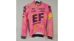 Two Rapha Althletes Men's EF Easy Post Pro Team Long Sleeve Jersey, Pink, XS