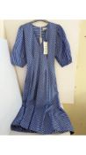 Mykke Women's Kym Long Dress, Balloon Sleeves, Blue, Size X Small