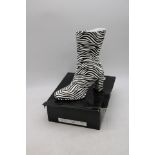 Nasty Gal Walk On The Wild Side Zebra Ankle Boot, White, Size 8