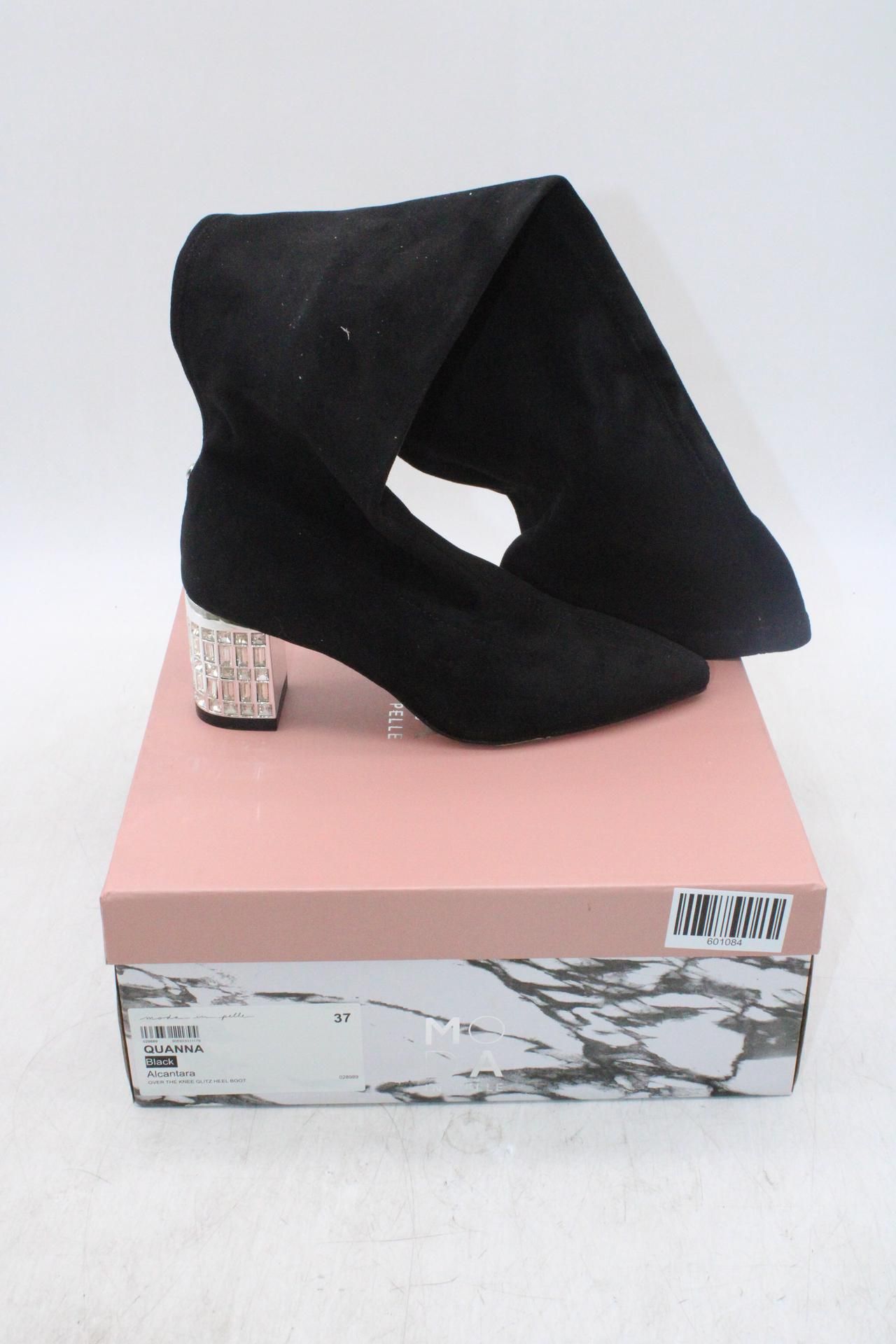 Moda In Pelle Women's Quanna Over The Knee Glitz Heel Boots, Black, EU 38