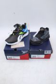 Two Reebok Children's Assorted Trainers to include 1x BB4500 Court, Black/Grey, UK 10.5, 1x Rush Run