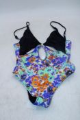 Stella McCartney Graphic Cutouts Swimsuit, Multicolour/Blue, Size M