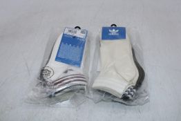 Nine Packs of Adidas Men's Originals Trefoil Ankle Socks to include 7x EU 35-38, 2x EU 39-42, Cream/