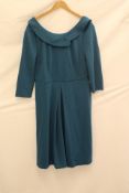 Jolie Moi Roll Collar Long Sleeve Midi Dress, Teal, UK 16
