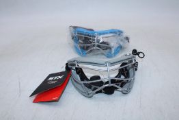 Two STX Youth 4sight Lacrosse Goggles to include 1x Blue/Black, 1x Grey/Black