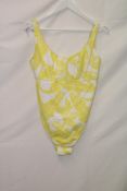 Simone Perele Retro Bright Rose Print Underwired Swimsuit, Yellow/White, UK 5D