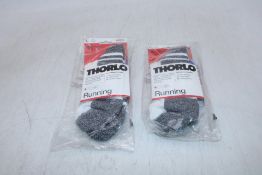 Seven Packs of Thorlo Men's Lite Padded Running Mini Crew Socks, Grey/White, Size L, 1 pair Per Pack