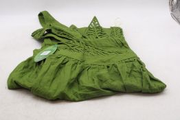 Farm Rio Leaves Cut Out Midi Dress, Green, Size S