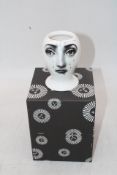 Fornasetti Von Piero Miniatura Vase, White/Black, Crack Along Top Edge