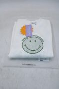 Samii Ryan Smiley Waffle Crewneck Top, White, Size S