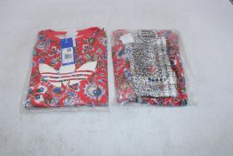 Four Adidas Children's Originals X Liberty London Shorts/T-Shirt Set, Red/White/Multi, Size 7-8 Year