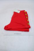 Two Pairs Samii Ryan Smiley Chenille Shorts, Vintage Red/Yellow, Size S